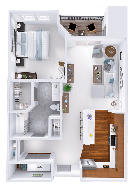 a floor plan of a house with a bedroom and a living room